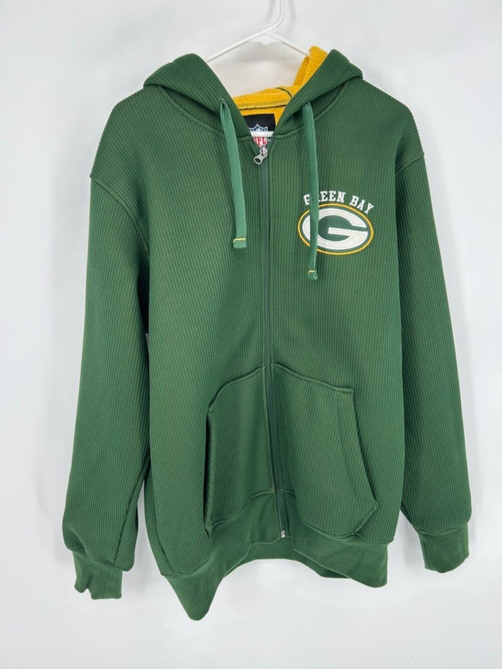 NFL Green Bay Packers Full Zip Sherpa Lined Hoodie Jacket Green Size M Warm Fan